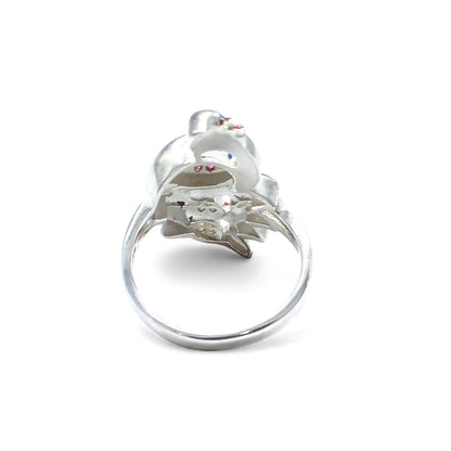 Real 925 Sterling Silver handmade Pink White CZ Women Peacock Ring