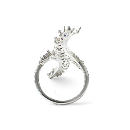 Real 925 Sterling Silver Multi CZ Women statement Cocktail Ring
