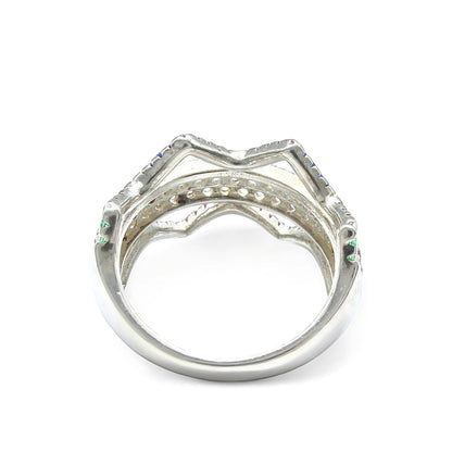 Real 925 Sterling Silver Multi CZ Women amazing Ring