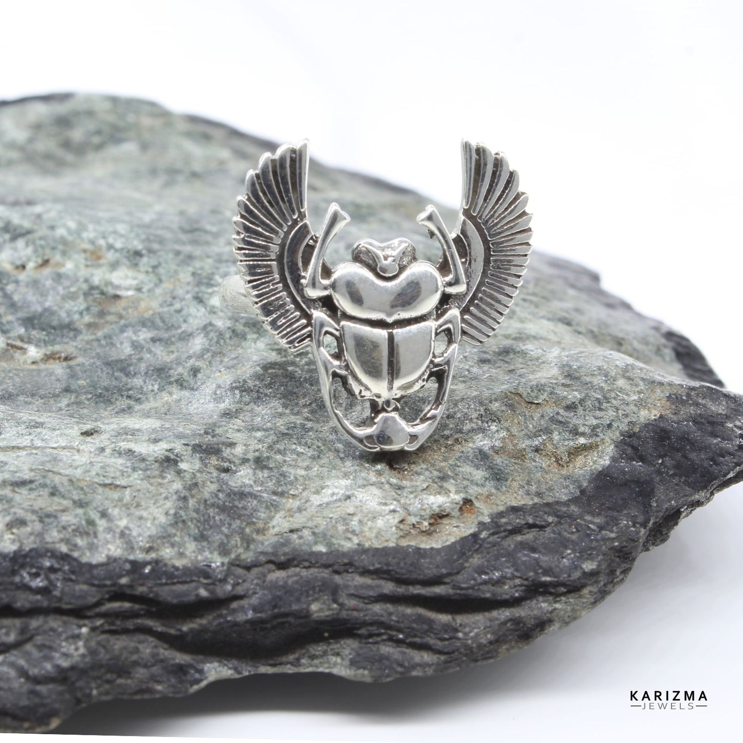 Indian 925 Sterling Silver Oxidized Unisex Scarab Ring