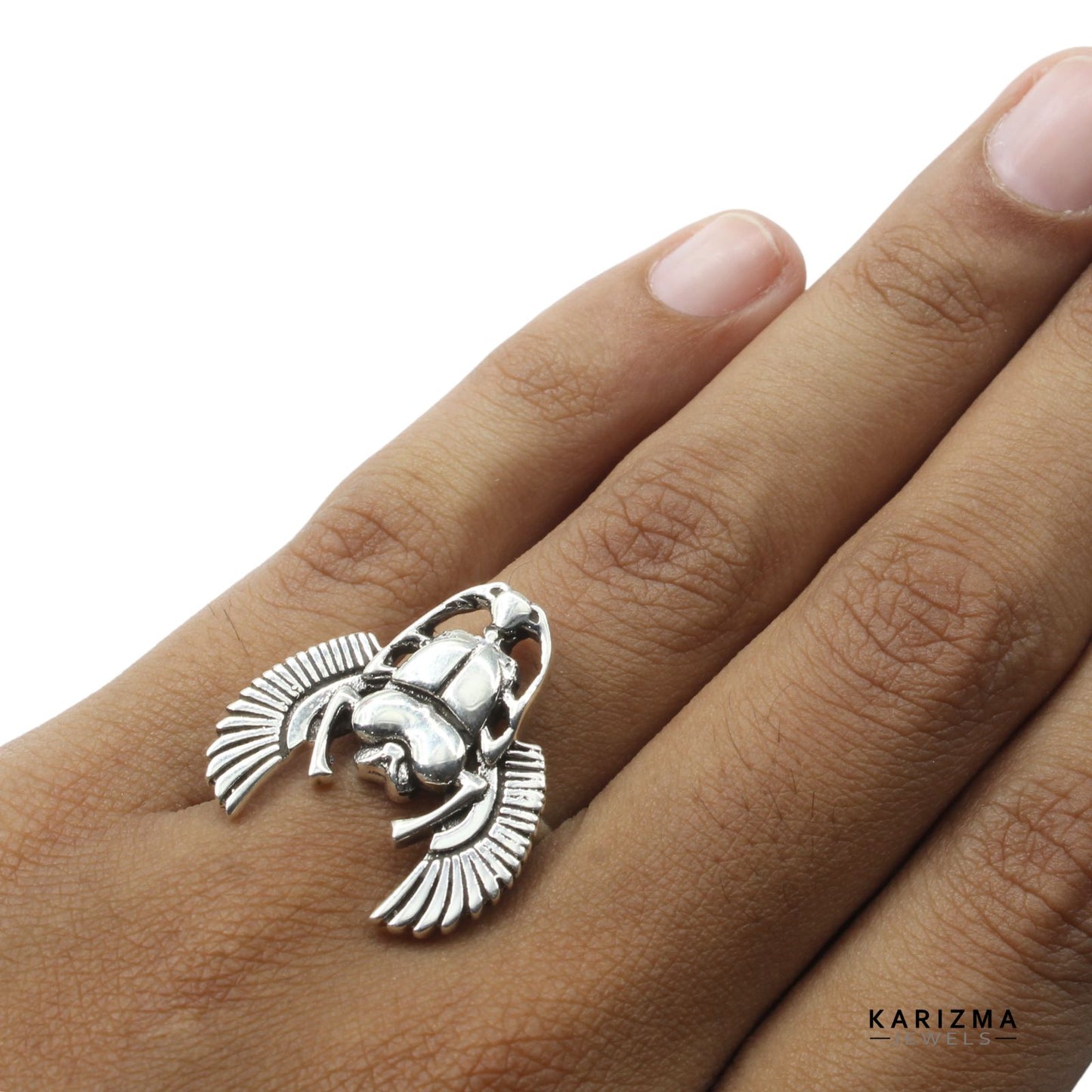 Indian 925 Sterling Silver Oxidized Unisex Scarab Ring