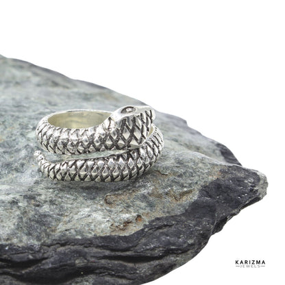 925 Sterling Silver Oxidized unisex Snake Ring