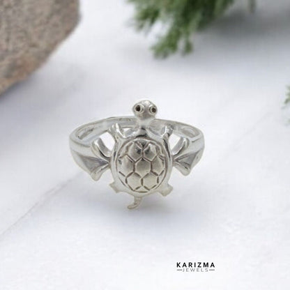 Ethnic Turtle Style Indian Real 925 Solid Silver Unisex Ring