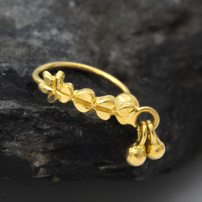 18K Real Gold women party wear Nose ring Nose Hoop Ring 22g