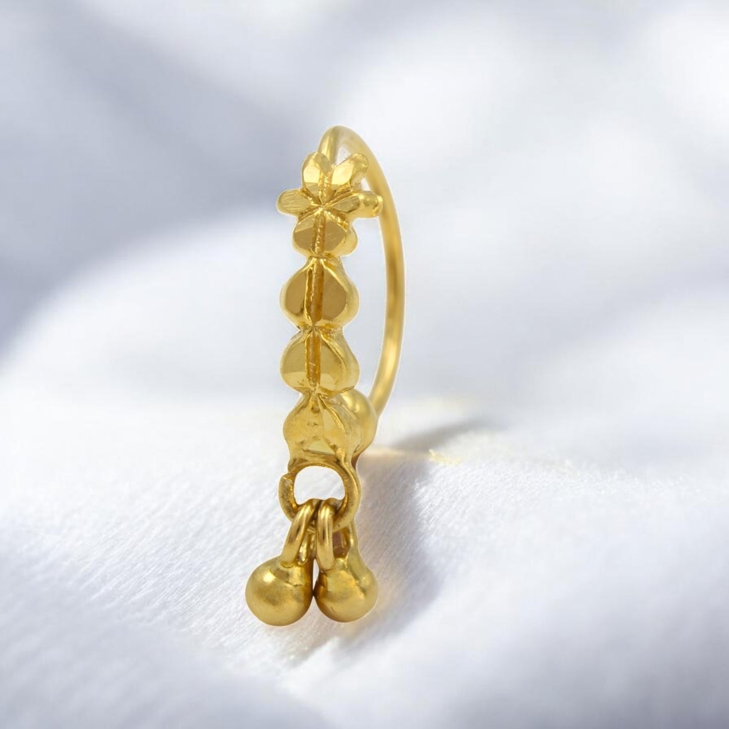 18K Real Gold women party wear Nose ring Nose Hoop Ring 22g