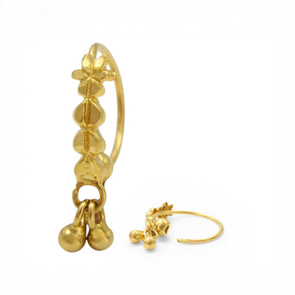 18K Real Gold women party wear Nose ring Nose Hoop Ring 22g