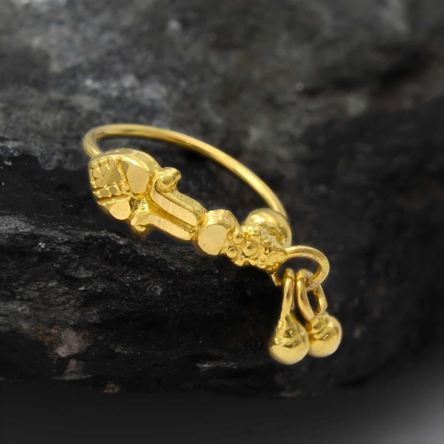 Ethnic 18K Real Gold women Dangle Nose ring Nose Hoop Ring 22g