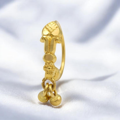 Ethnic 18K Real Gold women Dangle Nose ring Nose Hoop Ring 22g