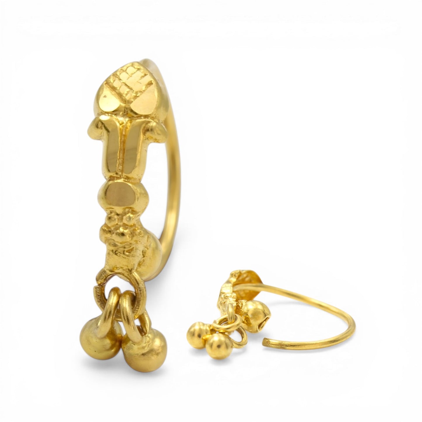 Ethnic 18K Real Gold women Dangle Nose ring Nose Hoop Ring 22g