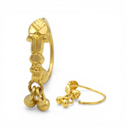 Ethnic 18K Real Gold women Dangle Nose ring Nose Hoop Ring 22g