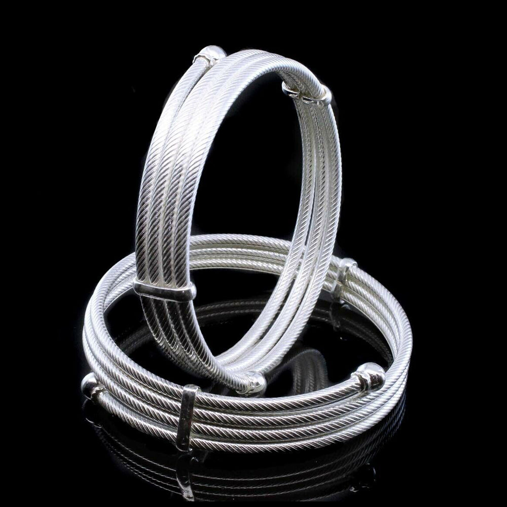 925 Real Silver Bangles Bracelet - Pair 6.4 CM