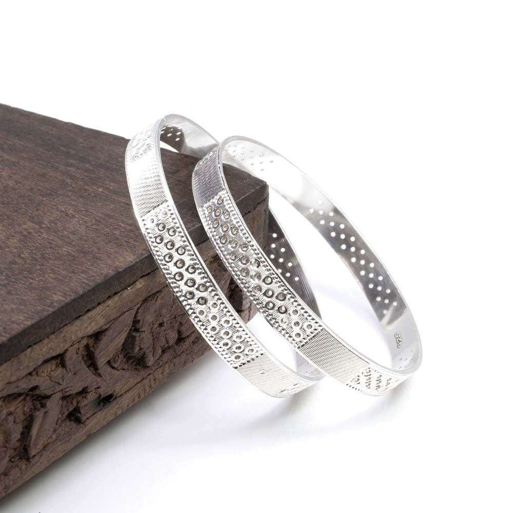 Indian Style Real Sterling Silver Women Bangles Bracelet (Kangan)