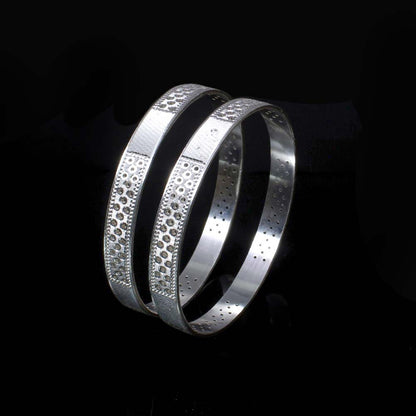 Indian Style Real Sterling Silver Women Bangles Bracelet (Kangan)