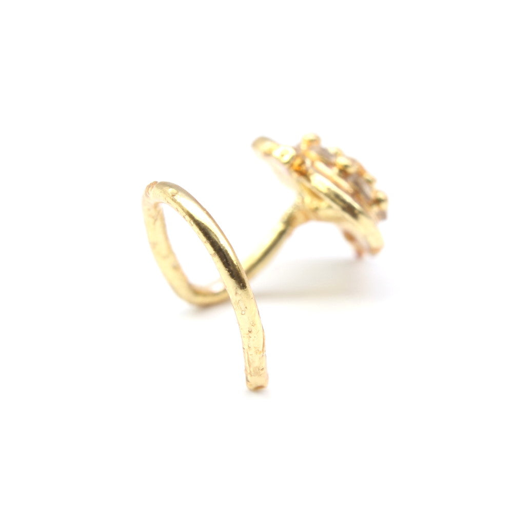 Gold Plated Nose Stud White CZ Twisted nose ring