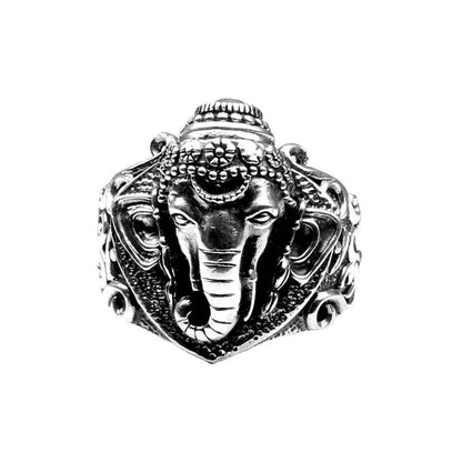 Big Lord Ganesha Oxidized Silver Unisex Ring