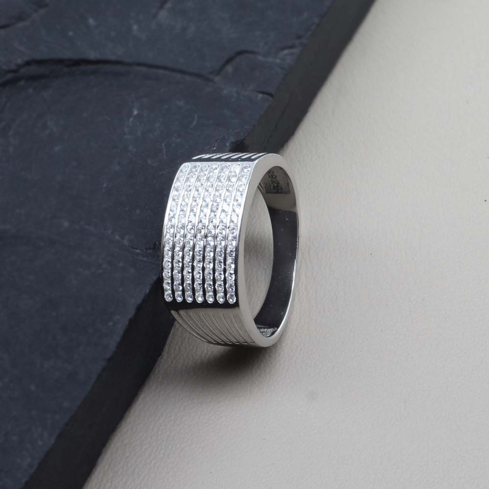 Real 925 Sterling Silver Men's Ring Platinum Finish