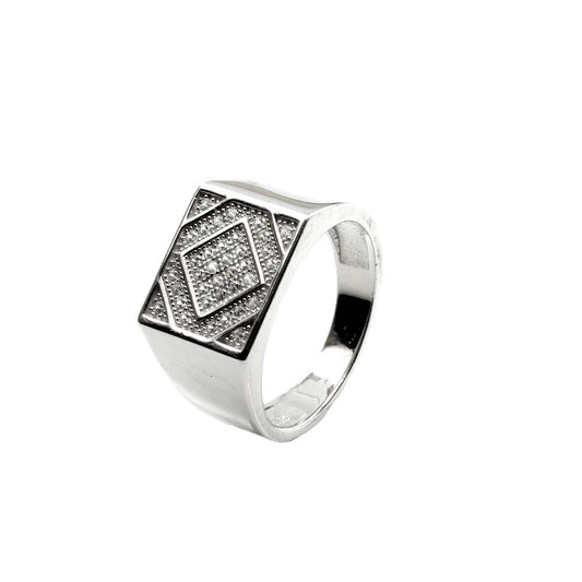 Real Solid  925 Sterling Silver Men's Ring Platinum Finish