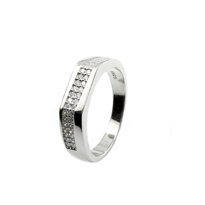 Solid  925 Sterling Silver Men's Ring Platinum Finish