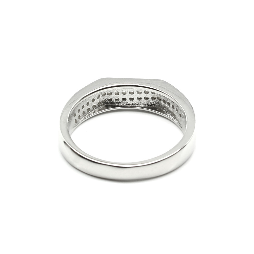 Solid  925 Sterling Silver Men's Ring Platinum Finish