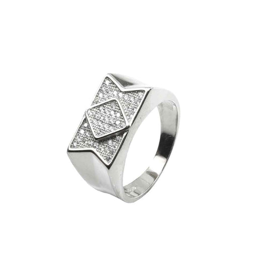 Real Sterling Silver Men's Ring Platinum Finish