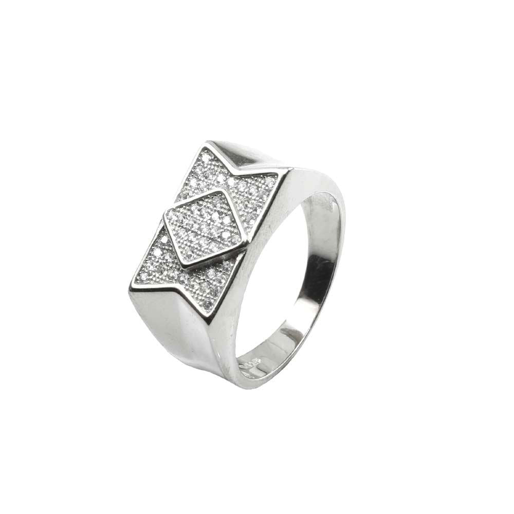 Real Sterling Silver Men's Ring Platinum Finish