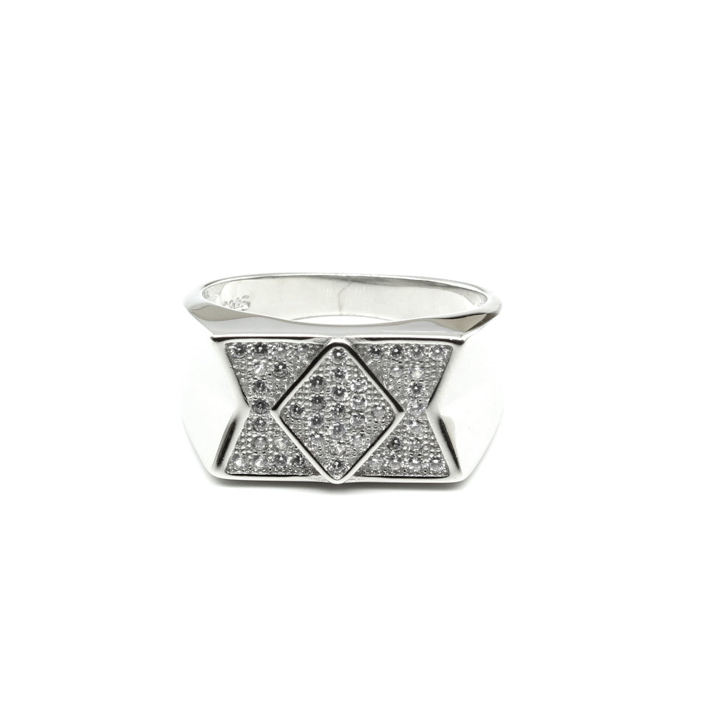 Real Sterling Silver Men's Ring Platinum Finish