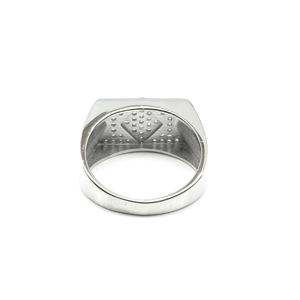 Real Sterling Silver Men's Ring Platinum Finish