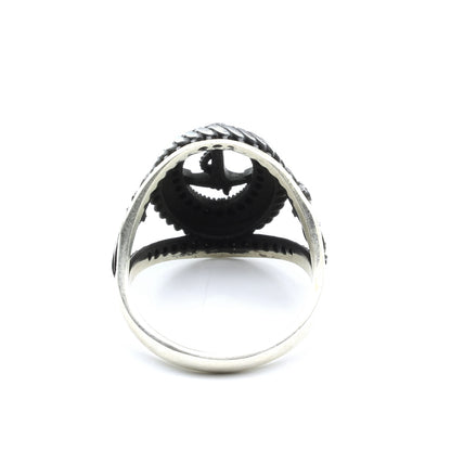 Turkish Style 925 Sterling Silver Oxidized Black CZ Men's ring