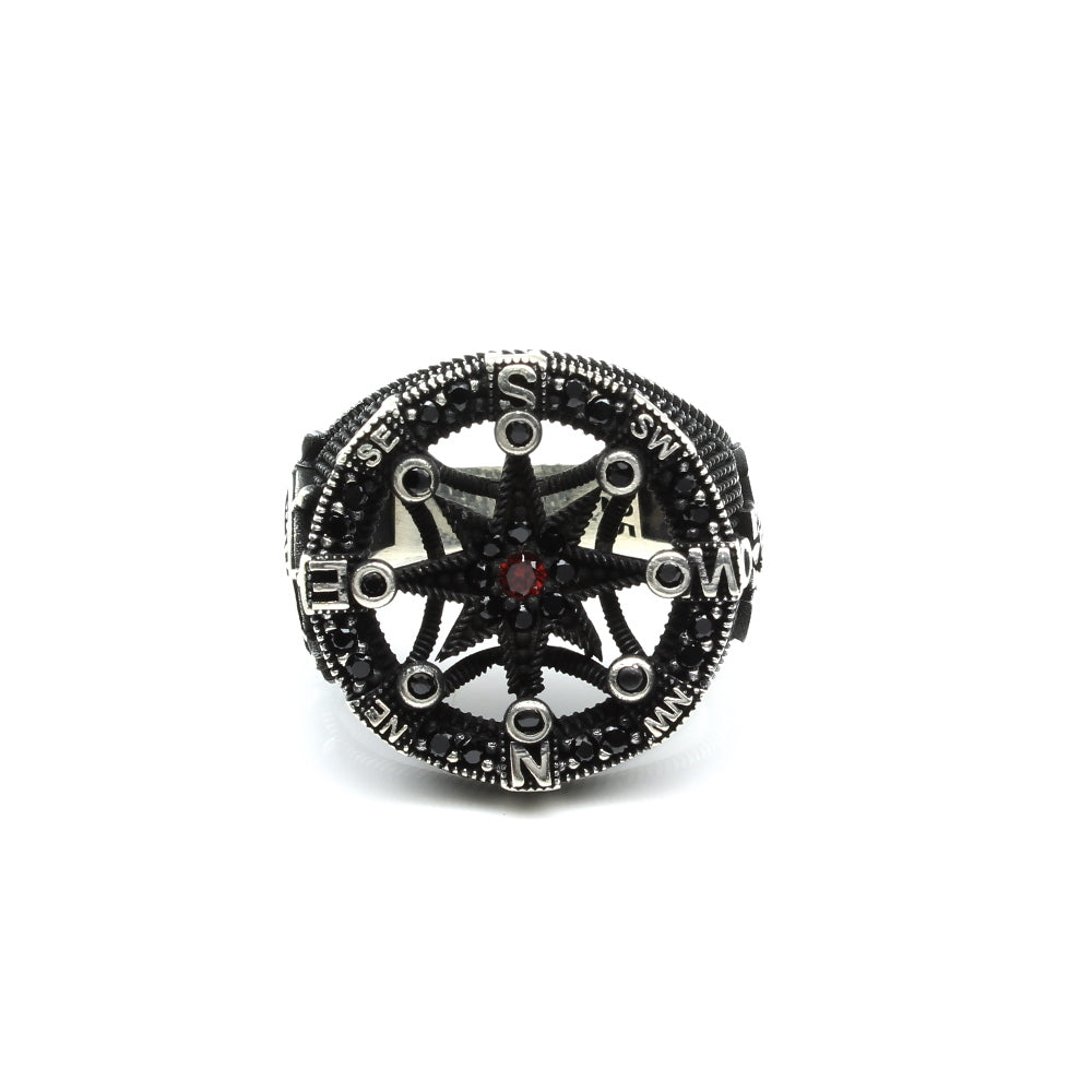 925 Sterling Silver Oxidized Turkish Style CZ Men's ring