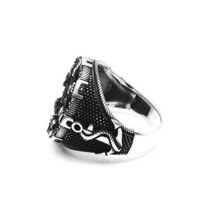 925 Sterling Silver Oxidized Turkish Style CZ Men's ring