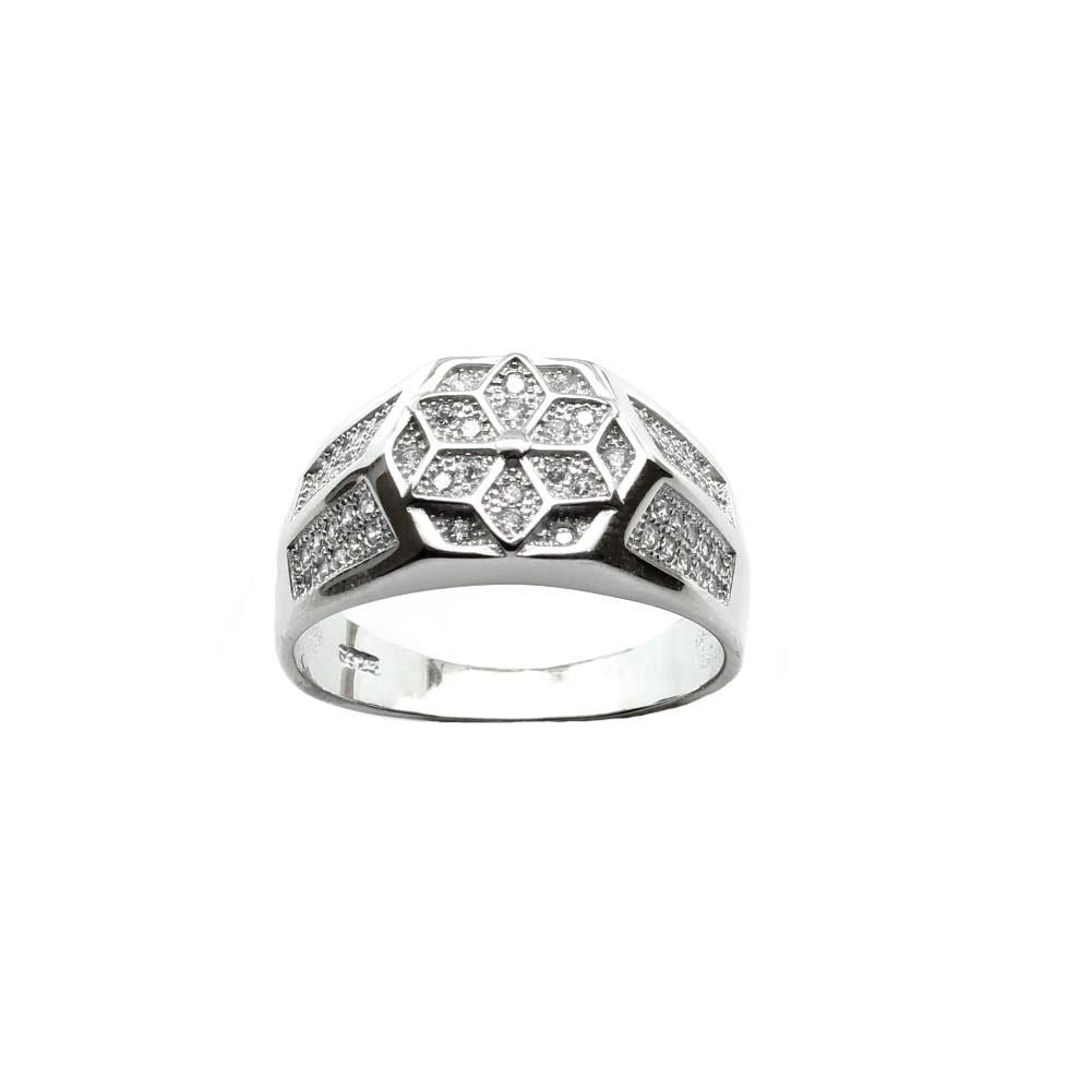 Real Sterling Silver Men's Ring Platinum Finish