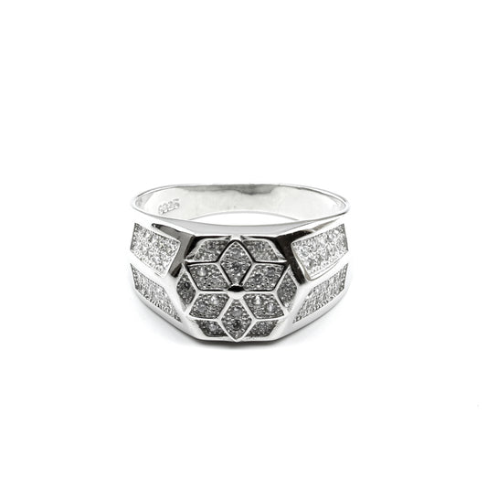 Real Sterling Silver Men's Ring Platinum Finish
