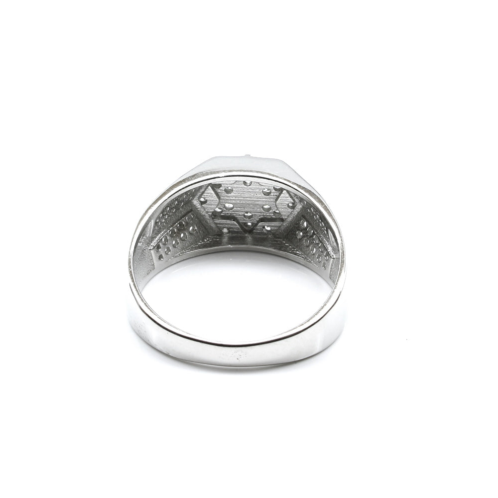 Real Sterling Silver Men's Ring Platinum Finish