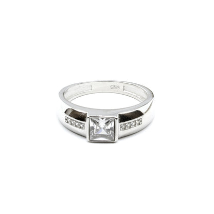 Real Sterling Silver Men's Ring Platinum Finish