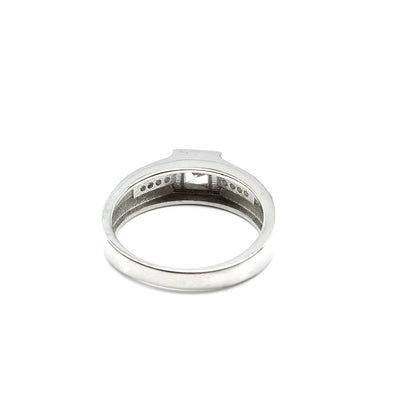 Real Sterling Silver Men's Ring Platinum Finish