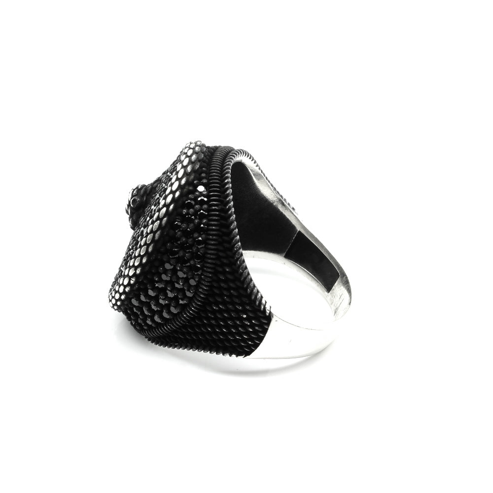 925 Sterling Silver Snake Style CZ Men's ring