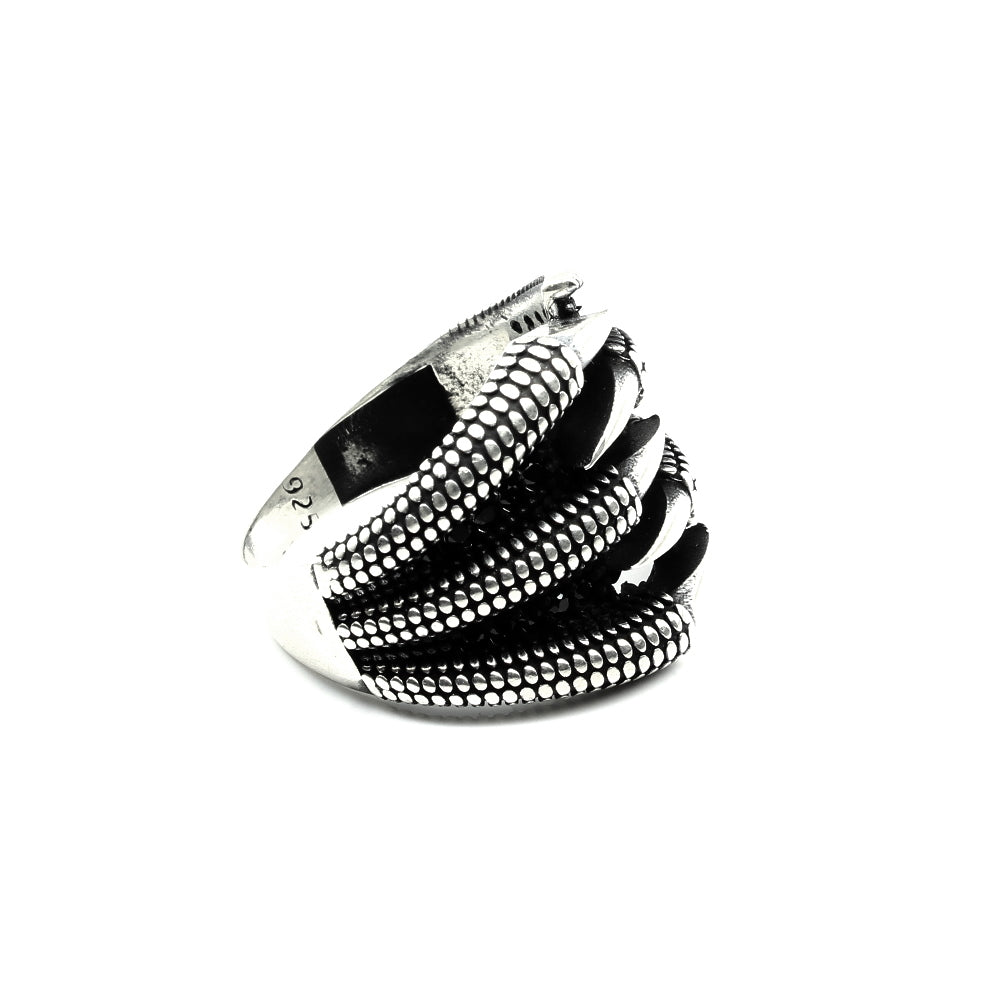 925 Sterling Silver Oxidized Claw Style CZ Men's ring