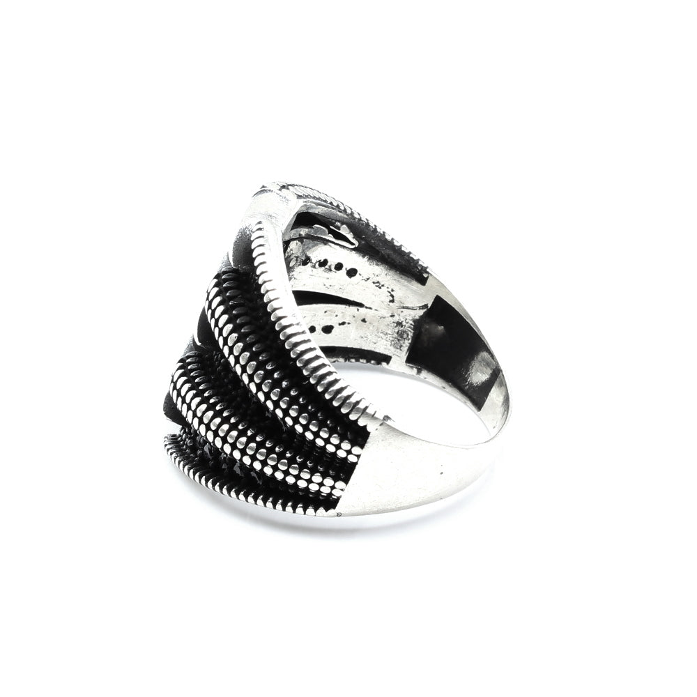 925 Sterling Silver Oxidized Claw Style CZ Men's ring