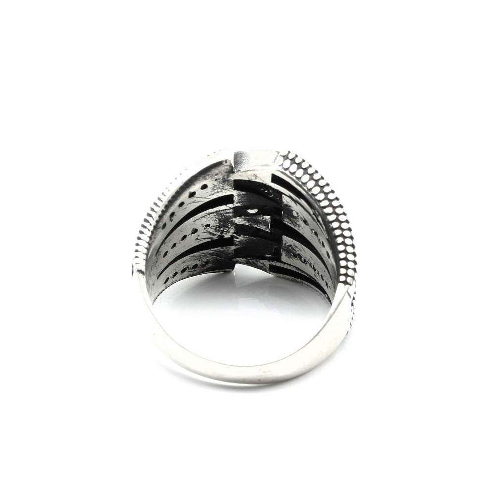 925 Sterling Silver Oxidized Claw Style CZ Men's ring