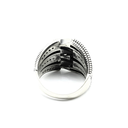 925 Sterling Silver Oxidized Claw Style CZ Men's ring