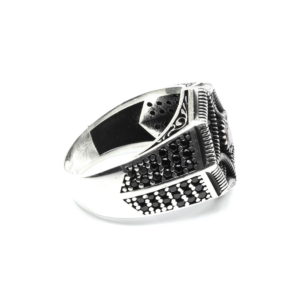 Turkish Design 925 Sterling Silver Oxidized Black CZ Men's ring