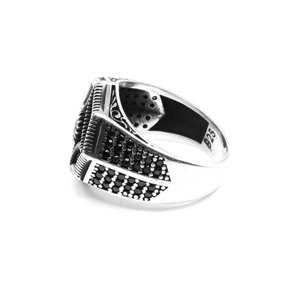 Turkish Design 925 Sterling Silver Oxidized Black CZ Men's ring