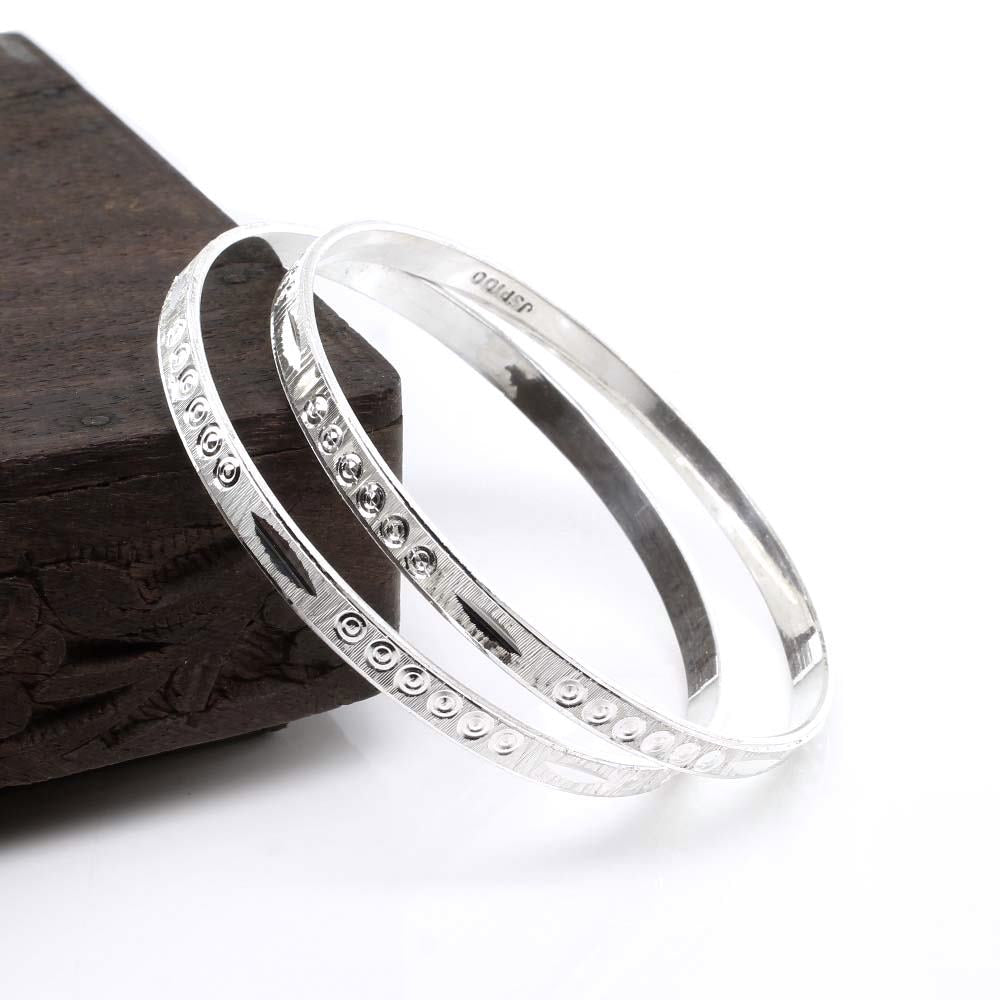 Indian Style Real Silver Bangles Bracelet (Kangan) Pair