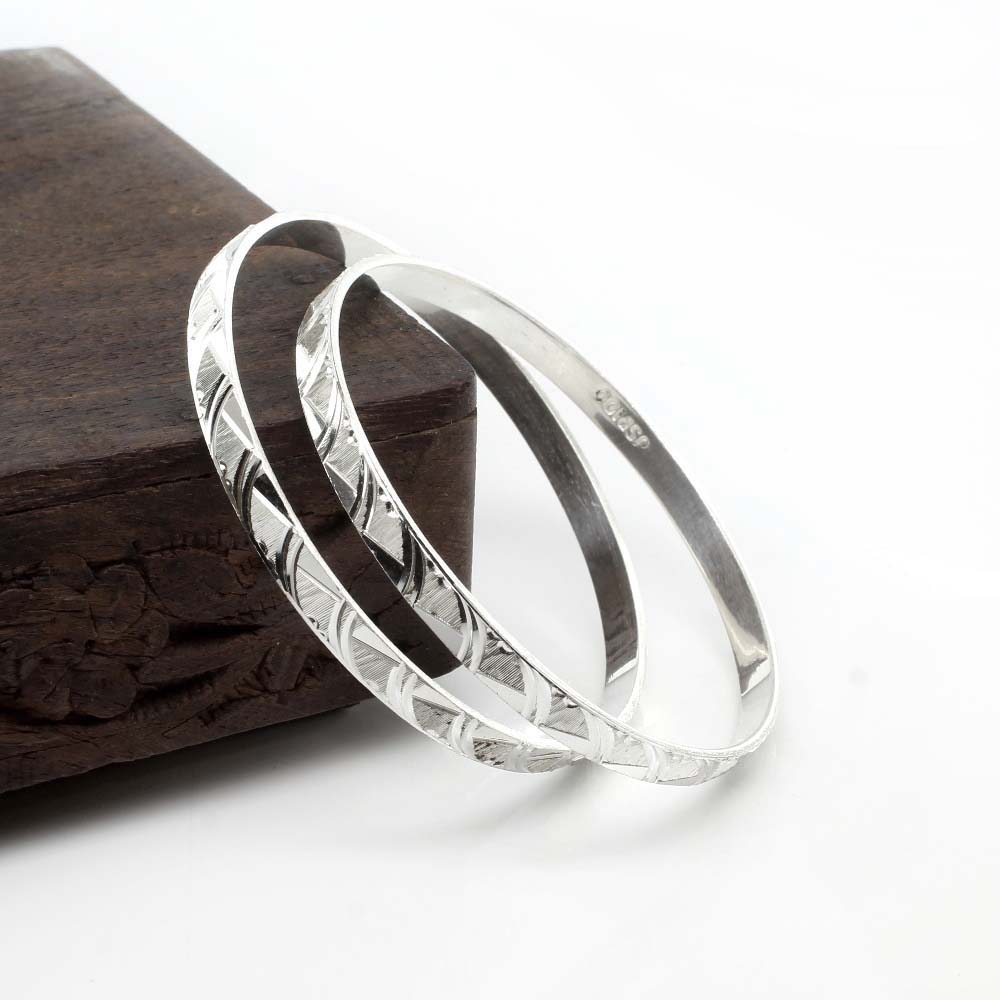 Cute Real Silver Bangles Bracelet (Kangan) Pair