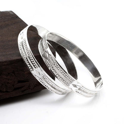 Cute Indian Real Silver Bangles Bracelet (Kangan) Pair