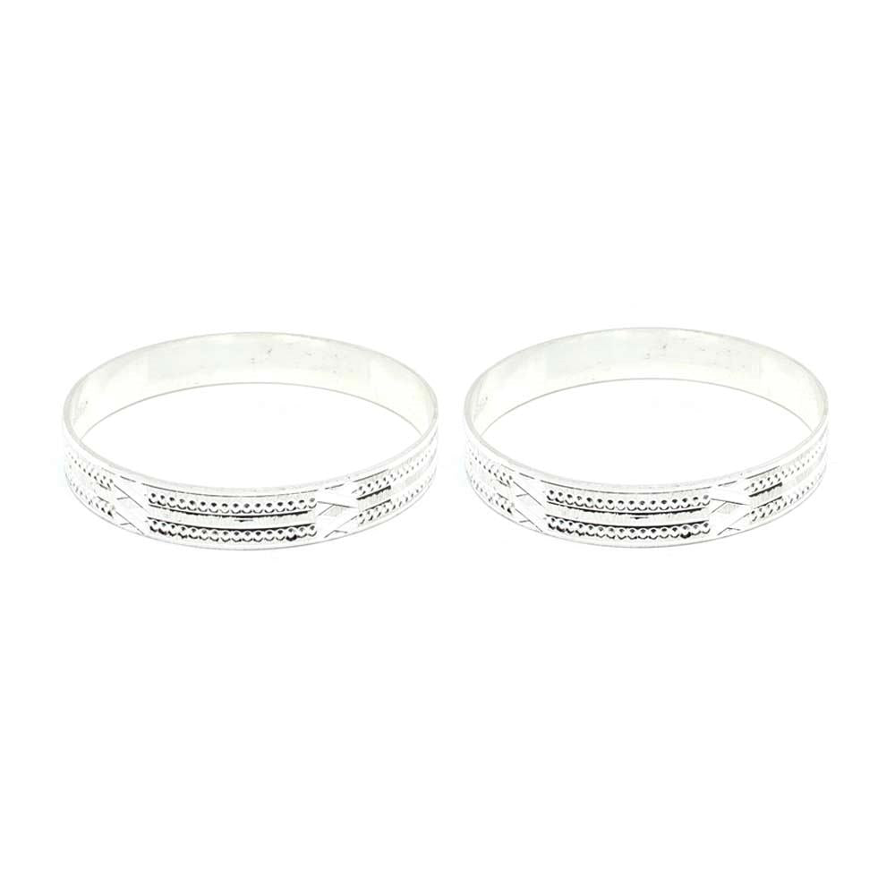 Cute Indian Real Silver Bangles Bracelet (Kangan) Pair