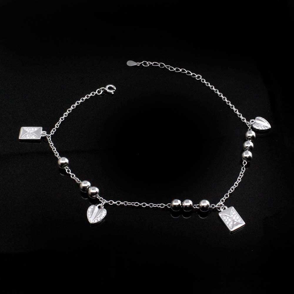 Indian 925 Sterling Silver Anklet Girls Single chain Bracelet 8.8"