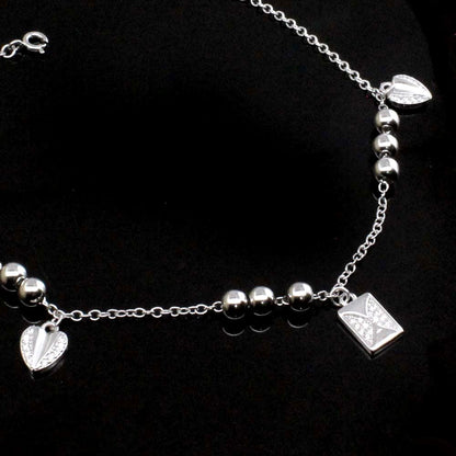 Indian 925 Sterling Silver Anklet Girls Single chain Bracelet 8.8"