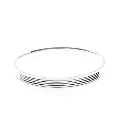 Solid Pure Silver Flat design Men's Bangle 6.6 CM Kada