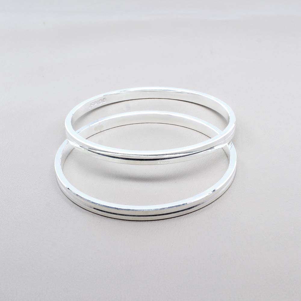 Pure Silver Joint-less Kids Bangle Bracelet Pair - 5 CM